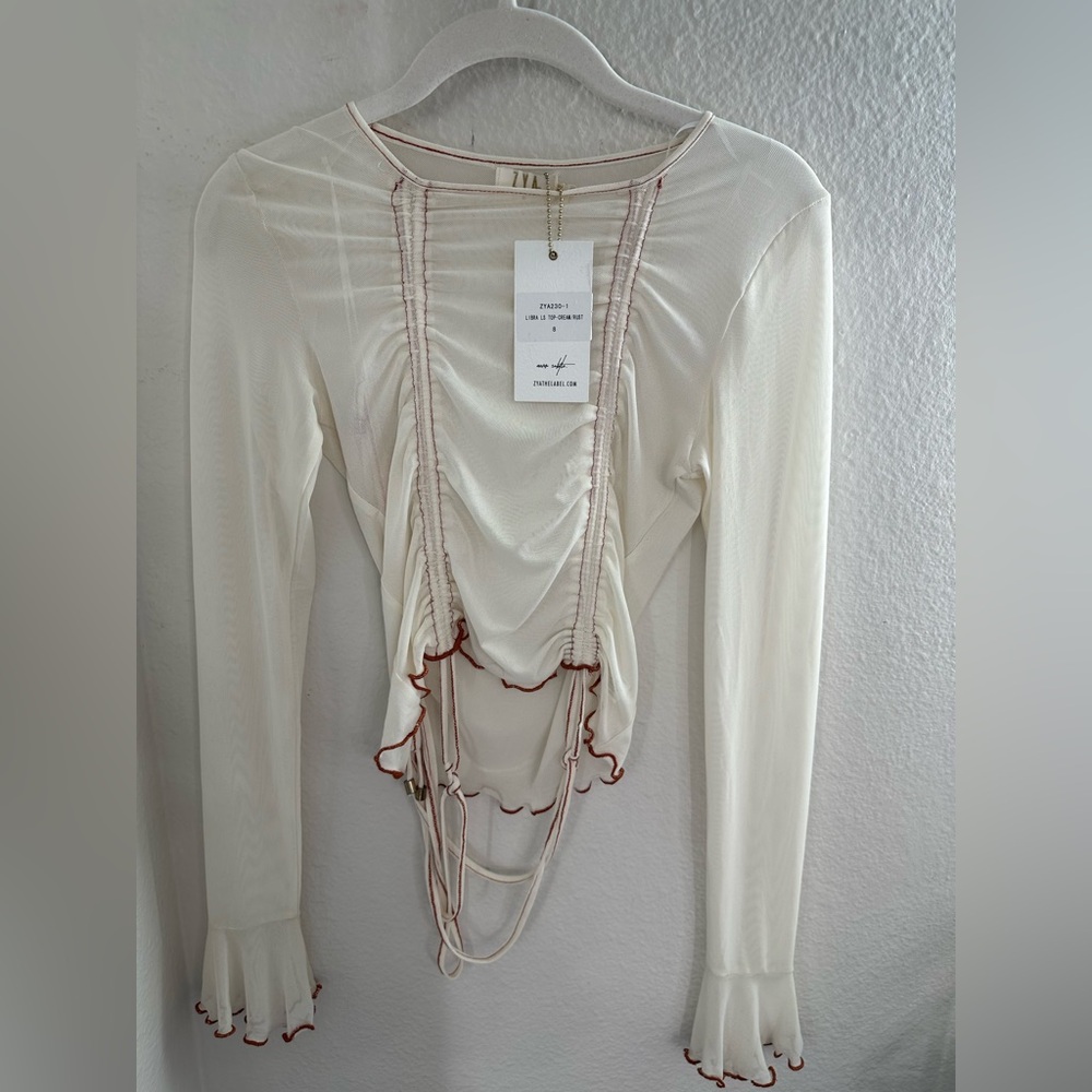 ZYA Libra cream colored mesh longsleeve top